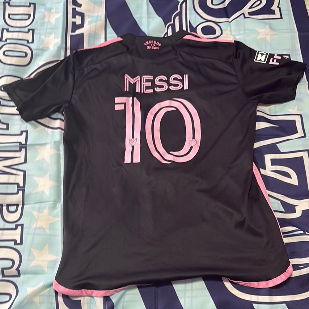 adidas Pink and Black Soccer Jersey Messi 10
